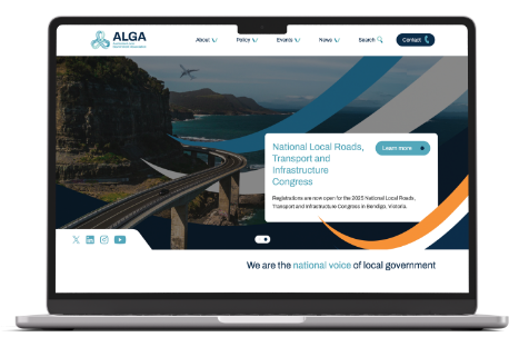 Mockup of the ALGA website on a Macbook