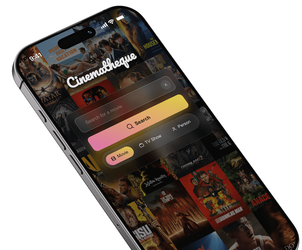Mockup of a movie app on an iPhone